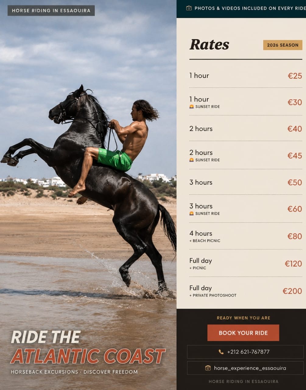 Des tarifs simples et transparents — Horse Experience Essaouira